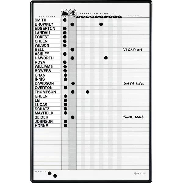 Magnetic In/Out Board, 36 Name Capacity, 24